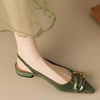 Sandales pointues en daim pour femmes, pantoufles provoqué de créateurs, chaussures décontractées, slingback, mode Parker, nouveau 4