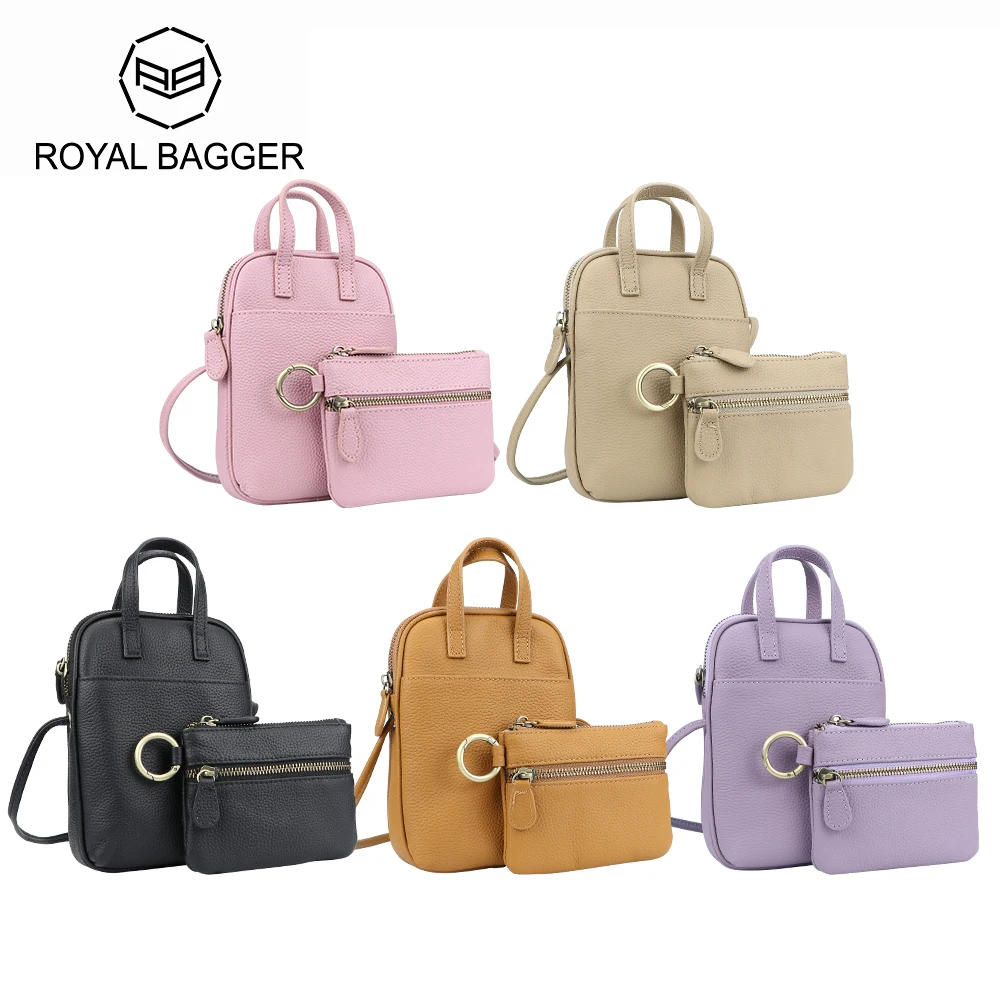 

Royal Bagger Shoulder Crossbody Bags for Women Genuine Cow Leather Fashion Simple Phone Purse Small Square Bag 1590
