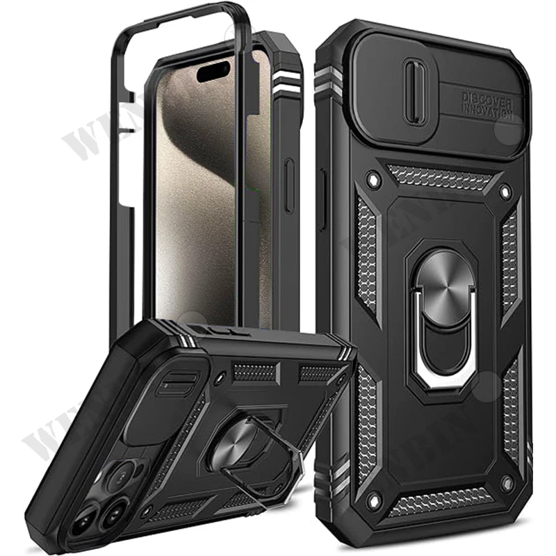 Case For iPhone Pro Max Plus Mini XR XS X 8 7 Plus 7 8 SE Heavy Duty with Camera 360 Degree Kickstand Cover