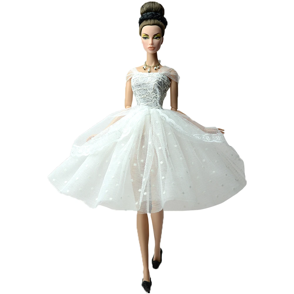 Hot Sale 1 Pcs Fashion Dress Princess  Lace Wedding Dress Casual Party Marriage Clothes  For Barbie Doll Accessories JJ