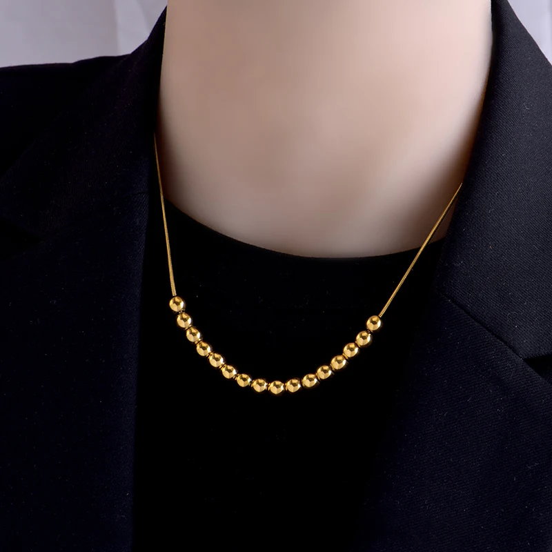 Metal Ball Pendant Stainless Steel Necklace Simple Jewelry - Image 4