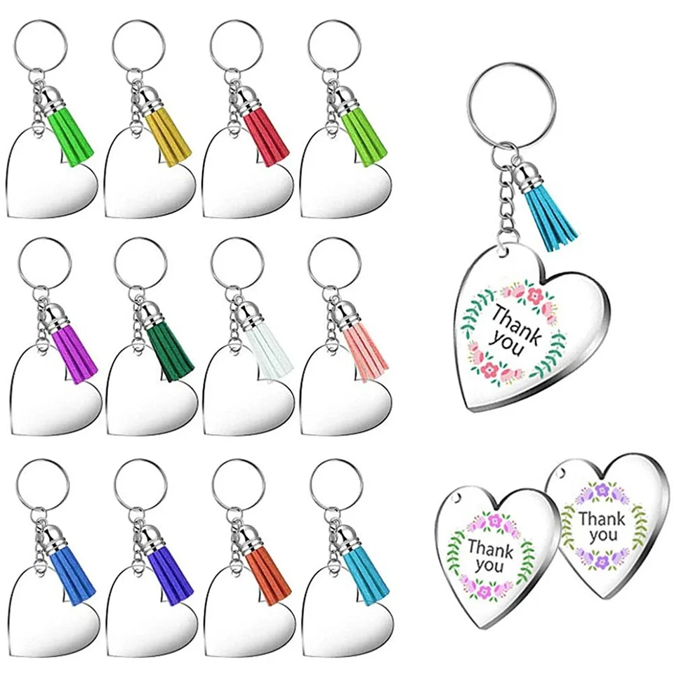 Gocelyn Portachiavi In Acrilico Trasparente – Set Da 12 Pezzi Con Nappa – Forme Cuore, Stella E Cerchio – Per Creazioni Fai Da Te - 3