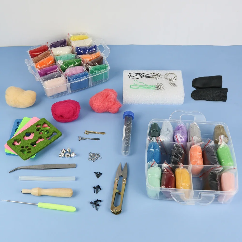 36-Farben-Nadel-Set aus Filzwolle mit Werkzeugen – komplettes DIY-Filzstoff-Set für handgefertigte Bastelarbeiten, Bildhauerei, Materialien, Zubehör – Detail 3