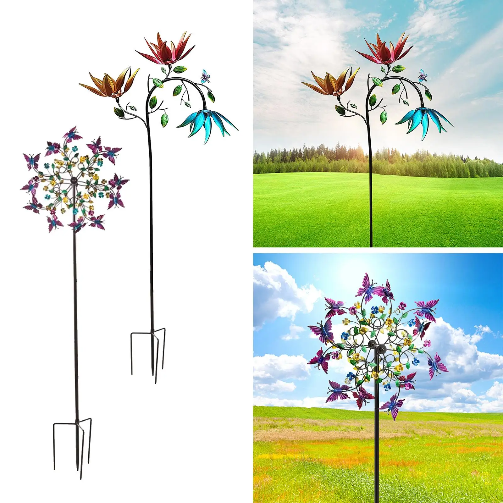 Foldable Wind Ners Pinwheels Decoration Double Layer Windmills Garden Stakes Ornaments for Lawn