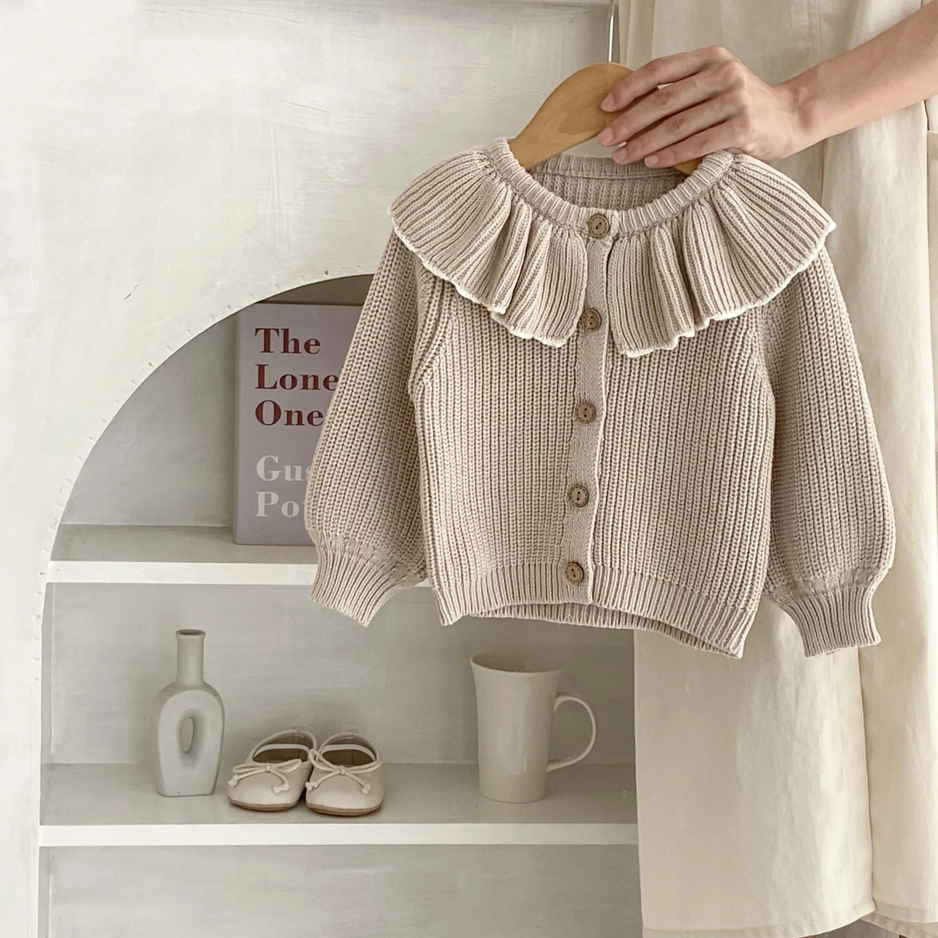INS Spring and Autumn Infants' 0-3 Year Old Girl Baby Fashion Ruffle Collar Knitted Coat Small Cardigan Sweater Top 5