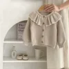INS Spring and Autumn Infants' 0-3 Year Old Girl Baby Fashion Ruffle Collar Knitted Coat Small Cardigan Sweater Top 5