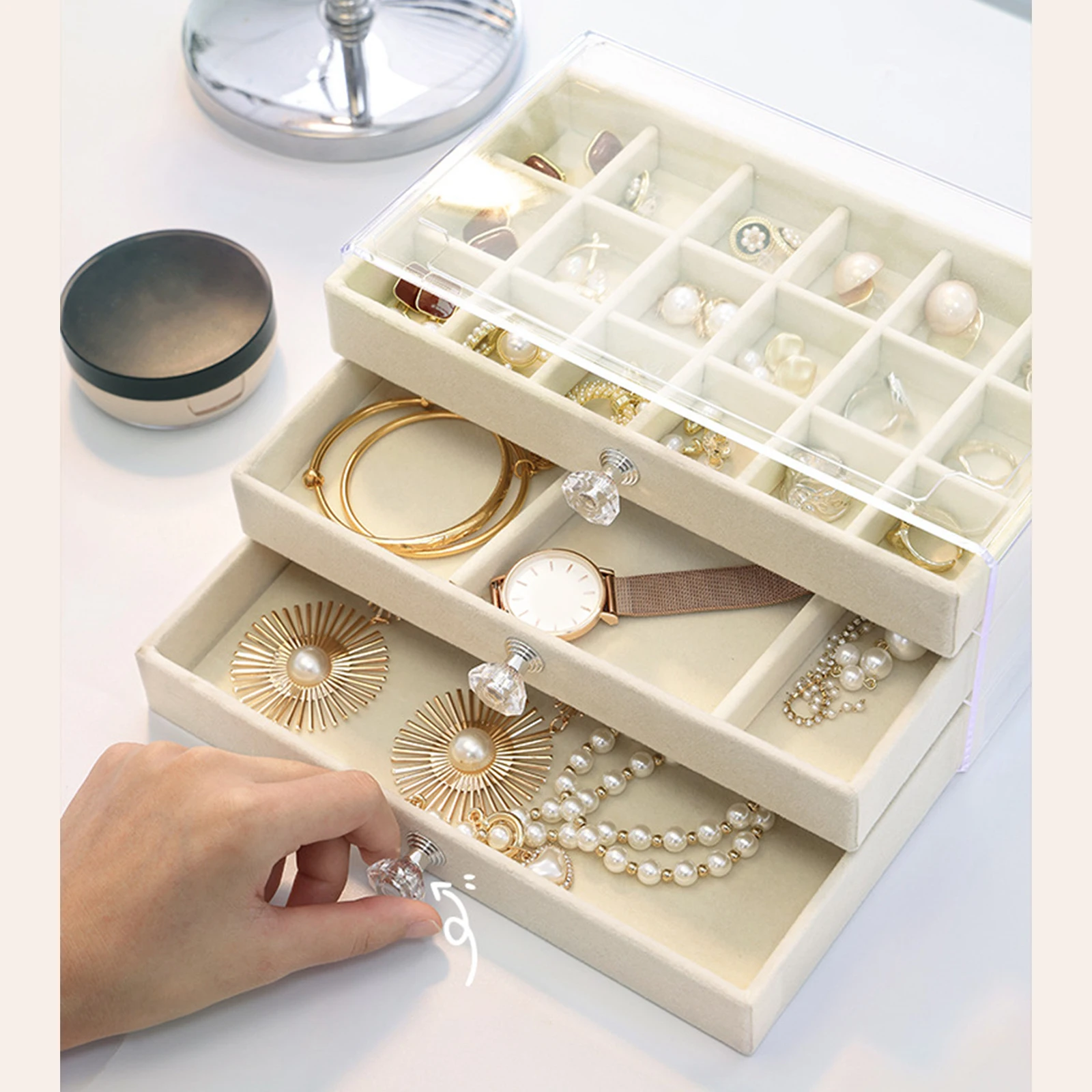 1pc Portable Jewelry Box Storage Organizer Travel Earring Holder Women  Transparent Lid Jewelry Display Travel Case Jewelry Case - Storage Boxes &  Bins - AliExpress