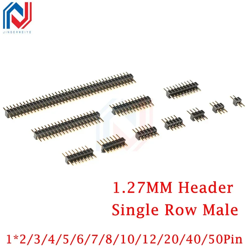 

10Pcs/lot 1.27mm 1.27 Pin Header Single Row Male Breakaway PCB Board Connector Pinheader 1*2/4/5/6/8/10/12/20/40p/50p