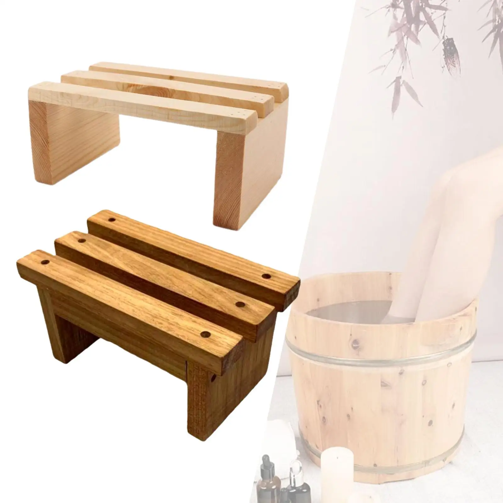 Bath Bucket Wooden Stool Sofa Bench Couch Foot Rest Shower Chair Bench for Sweat Steam Room bath shower stool