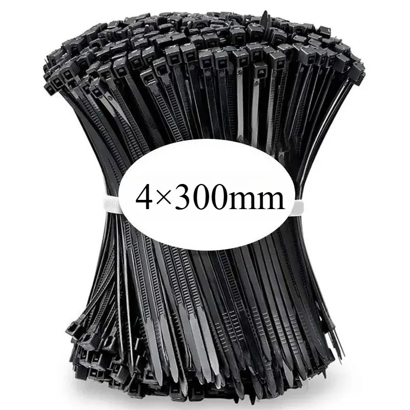 100 PCS Self-locking Plastic Nylon Tie Black Fastening Strap Cable-Tie-Set Cable Zip Tie Fastening Ring Zip Wraps Strap Tie image 14