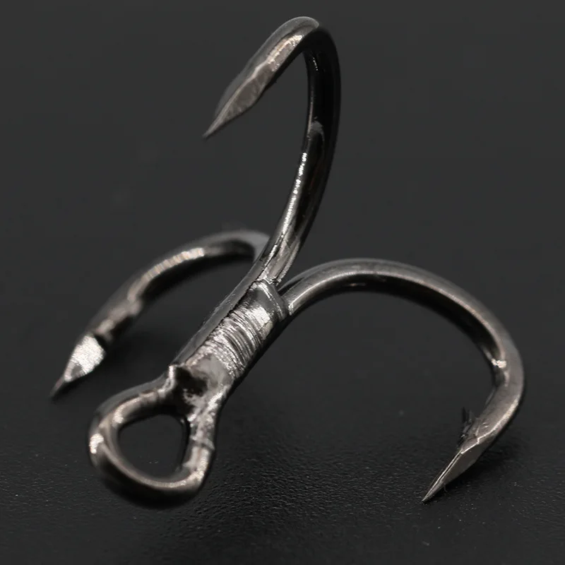 HYBOLAN 6pcs/lot Fishing Treble Hooks 4X Strong Black Nickle High