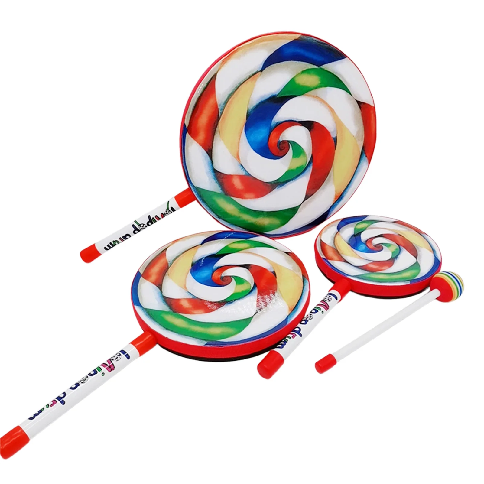 Lollipop Hand Drum Percussion Instrument Hand Drum Musical Learning Toy Infant Teaching Aids Lollipop Drums