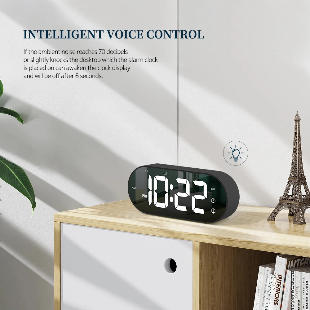 2022 New LED Alarm Clock Multi Functional Bedside Digital Electronic Clock Infinite Control Countdown USB Charging Version Clock