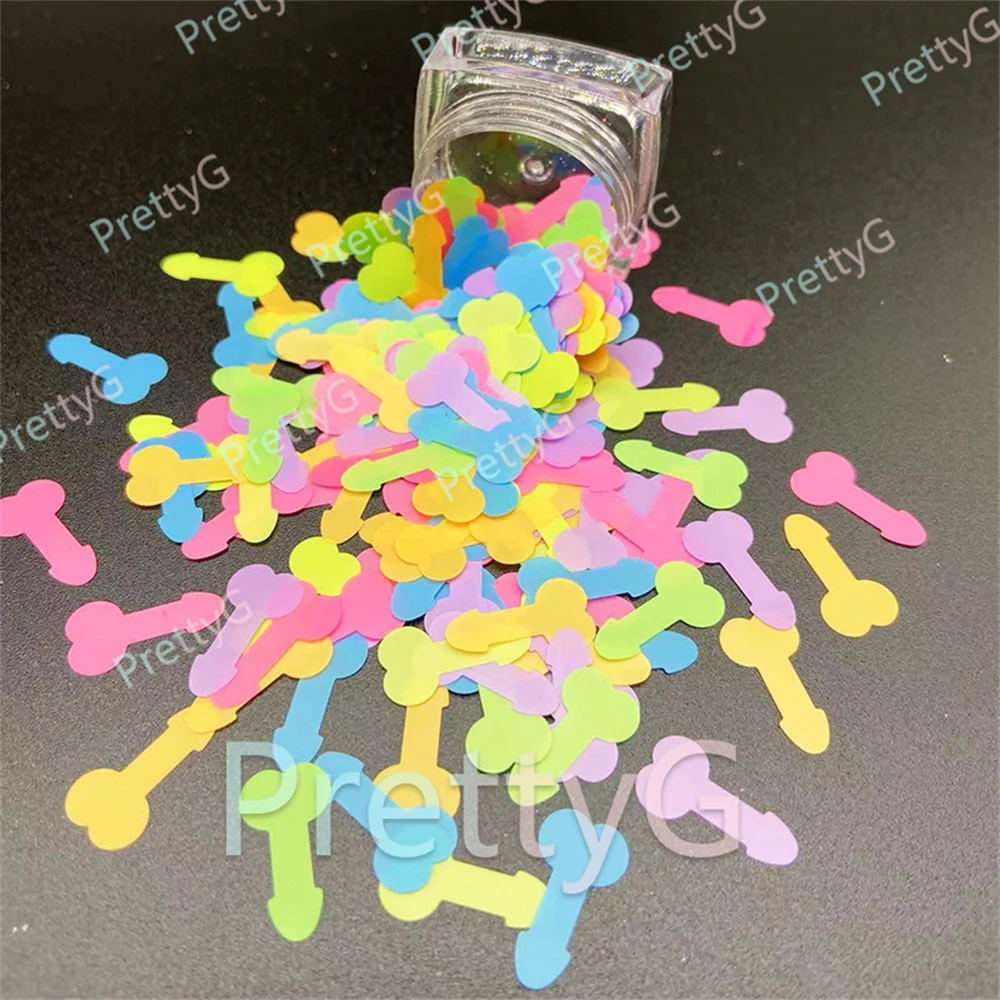Nail Glitter Nail Decoration Body Glitter PrettyG 1 Box 8mm Small Man Penis Dicks Shape Glitter Sequins Holographic Glitter for Resin DIY Making Body Art Craft Decoration