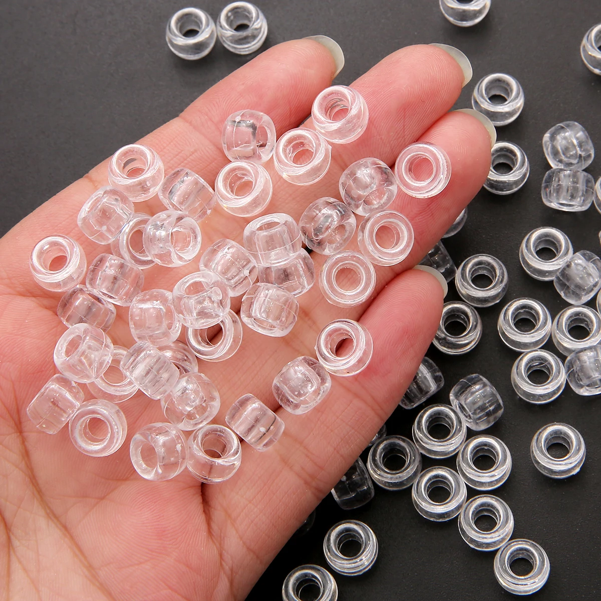 50Pcs 100Pcs Transparent 4mm Big Hole Dreadlock Beads for Jumbo Braids Dreadlock Resin Clear For Hair Accessories Styling Tool 2