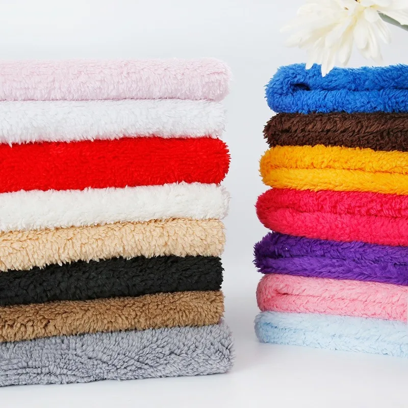 

50*160cm Lamb Wool Fabric Thicken Winter Warm Soft Coral Cotton Velvet Plush Fabric Handmade Sewing Doll Quilting Cloth