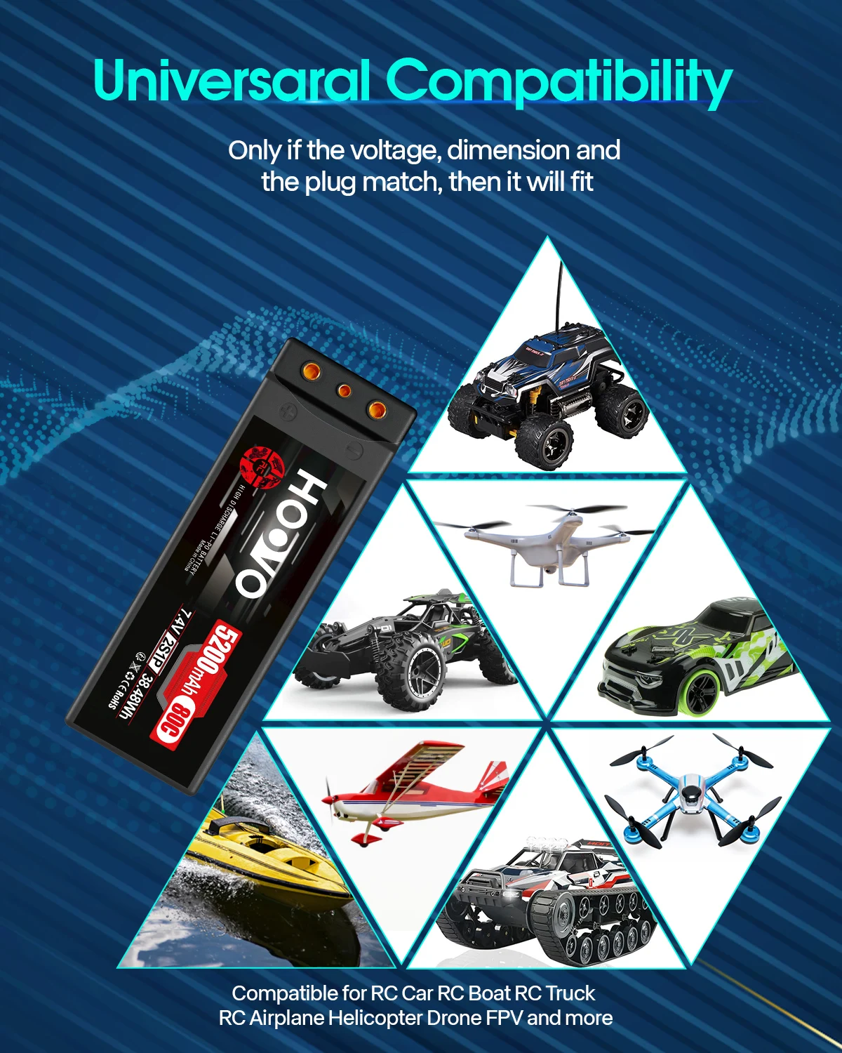 OVONIC 3s Lipo Batterij 5000mAh 50C 11.1V met XT60