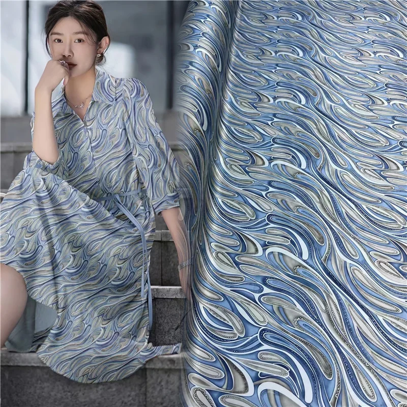 

Модная эластичная атласная ткань европейского и американского бренда из натурального шелка, Высококачественная Роскошная ткань для рубашек и платьев, шитье по метру