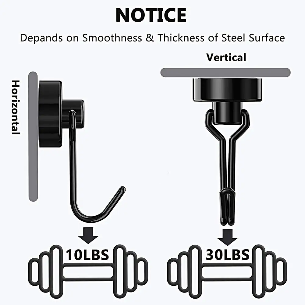 Magnets Hook Rotatable Punch Free Removable Magnetic Hanger Kitchen 8Kg Pull Refrigerator Magnetic Hanging Hook for Daily Use