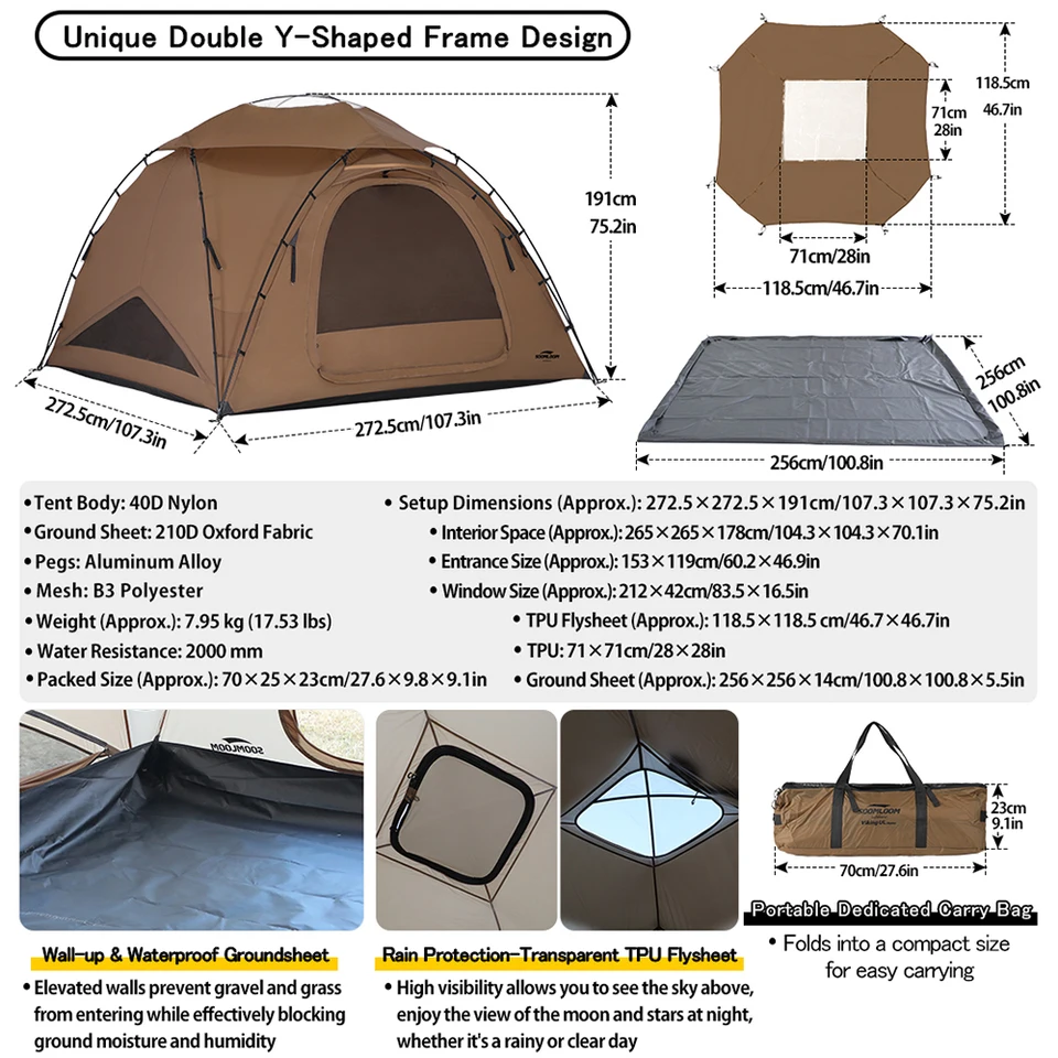 SoomloomダブルY字型ポール軽量テントVIKING UL 40D NYLONナイロン