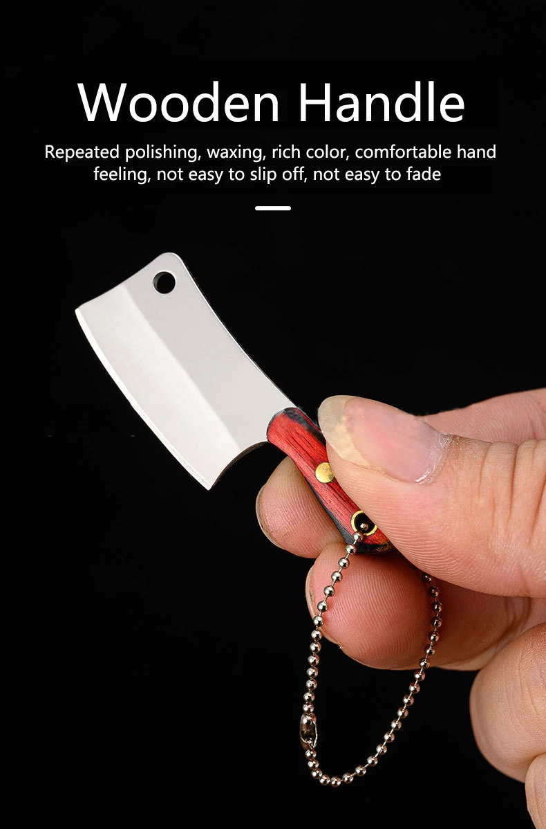 Portable keychain pocket knife stainless steel camping small mini edc knife peeler fixed blade wood handle kitchen multi knives - top knives