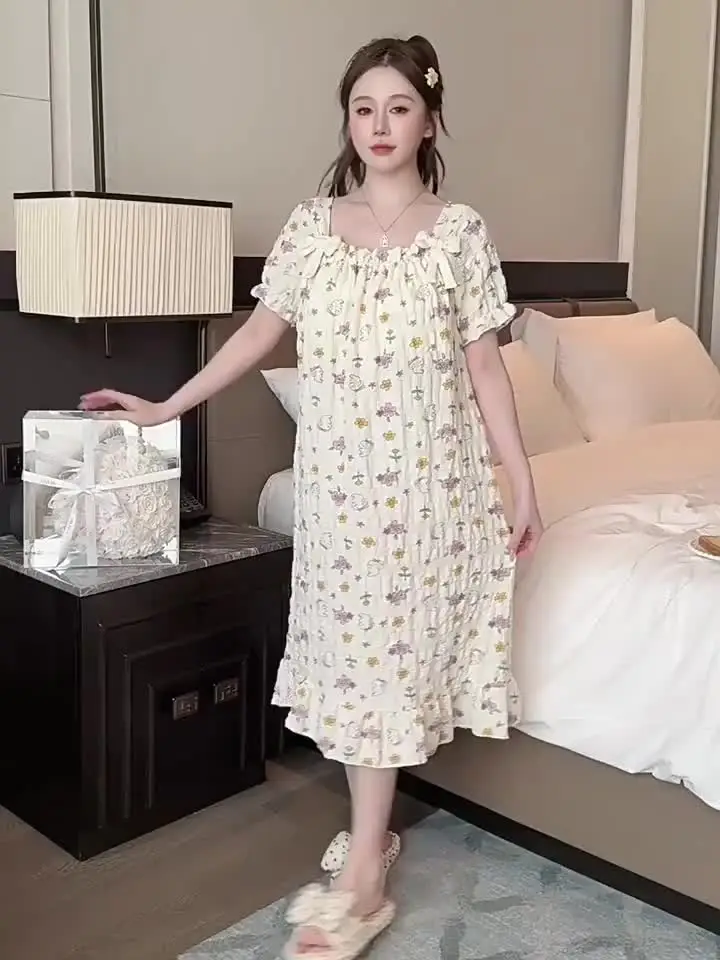 Летняя одежда для сна больших размеров женская ночная рубашка с нагрудником