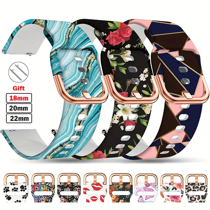 Silicone Sport Strap for Smartwatch – Adjustable Bracelet Belt 18mm/20mm/22mm