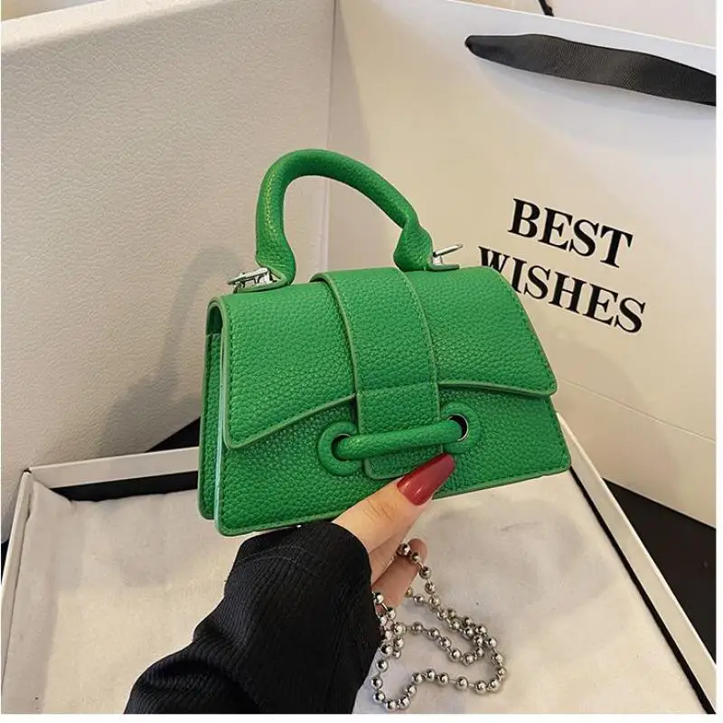 2023 New Lychee Pattern Fashion Handbag Korean Versatile Shell Bag Single Shoulder Crossbody Women's Bag Chain Bag