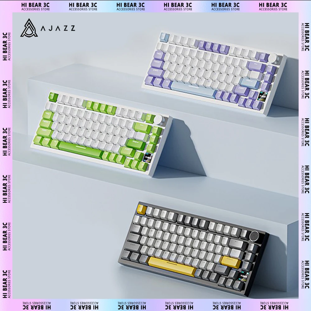 

AJAZZ AK820 Pro Mechanical Keyboard TFT Screen Multifunctional Knob Three Mode Gaming Keyboard RGB Hot Swap Gasket Pc Gamer Mac