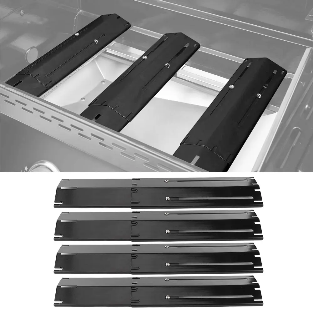 4Pcs Adjustable Universal Heavy Duty Adjustable Porcelain Steel Heat Plate Replace Shield Heat Tent Burner Cover Gas Grill
