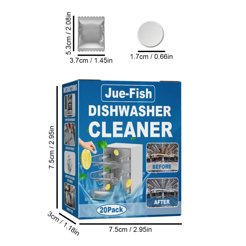20pcs Dishwasher Cleaner Strong Oil Stain Removal Descaling Detergent Tablets Kitchen Cleaning Tools Dishwasher Cleaning dishwasher cleaner