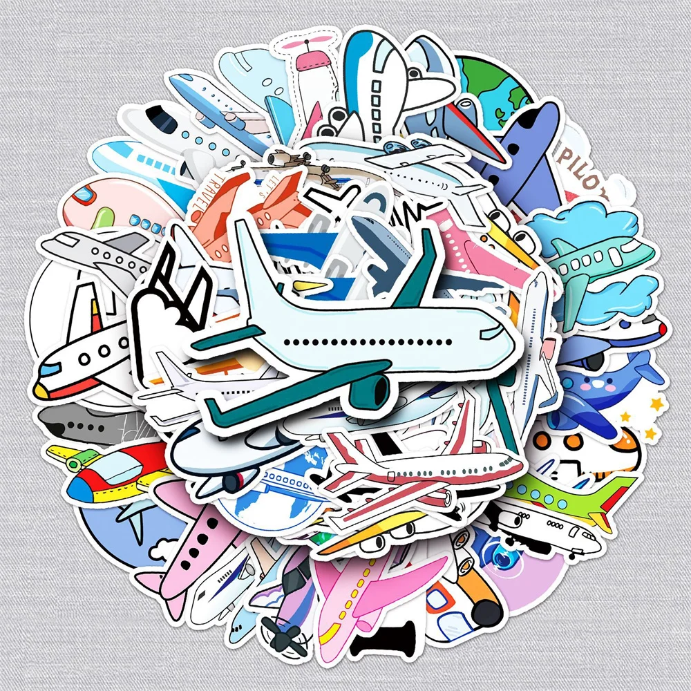 10/30/50PCS Airplane Cartoon Graffiti Sticker Personality Creative Sticker Desk Guitar Computer Car Waterproof Sticker Wholesale 10 30 50pcs suitcase postmark retro letterhead stamp travel suitcase sticker personality trolley case guitar graffiti sticker