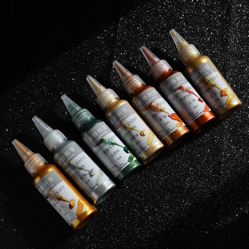 60ml Gold Paint Metallic Acrylic Paint Waterproof not Faded DIY Painted Pigments - 2