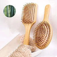 Peigne à palette en bambou naturel, peigne à coussin d'air, massage du cuir chevelu, antistatique, sans enchevêtrement, spécial pour perruques de vrais cheveux 4