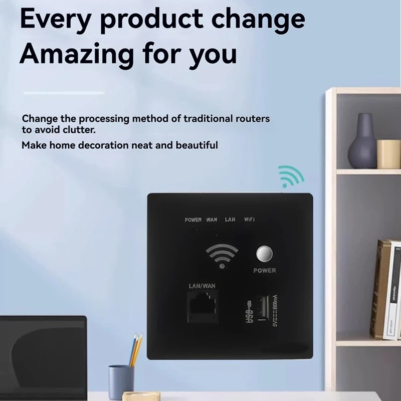 ABCA-300Mbps 2.4Ghz WIFI Router Wireless Wifi Socket RJ45 AP Relay Smart USB Socket Panel Embedded Wall WIFI Router