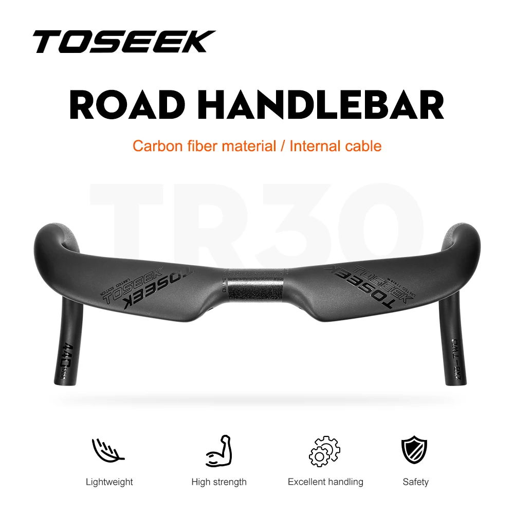 TOSEEK TR30 Bike Carbon Road Handlebar 380/400/420/440mm UD Matt Internal Routing Road Bicycle Handle Bar Bicycle Parts