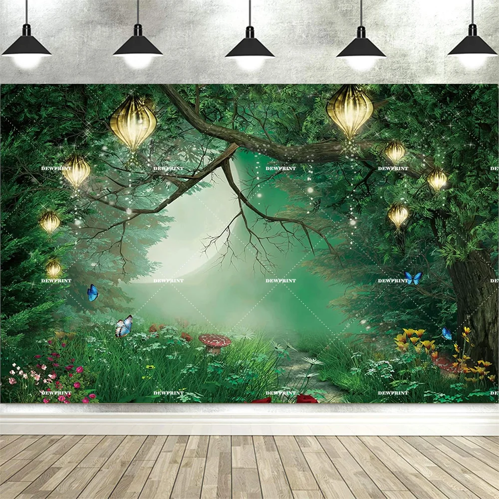 ZTHMOE Fabric 7x5ft Enchanted Forest Photography Backdrop Fairy Garden Background Kids Girl Magic Wonderland Party Decoration Spring Photo Booth Props