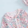 2025 Kid Baby Girls Bikinis Rash Guard Swimsuits Floral Print Bathing Suits Infant Zipper Swimwear Hat Sun Protection Beach Wear 6