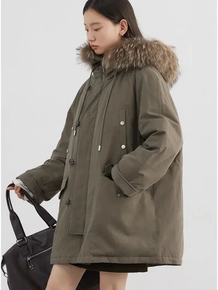 Women Down Jacket CHIC VEN Women Down Coats Loose Casual 90 White Duck Down Workwear Jacket Hooded Female Overcoat Autumn Winter