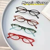 2023 Fashion Retro Blue Green Oval Small Frame Short Sighted Glasses Women's Anti Blue Light Glasses New Style Myopia Eyeglasses 1