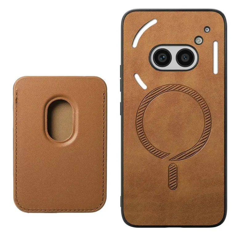 Leather Card Case with Detachable Magnetic Back Panel and Magsafe Compatibility
