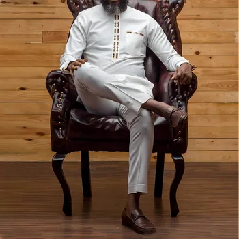 Segun Long Sleeve Embroidered Kaftan Outfit