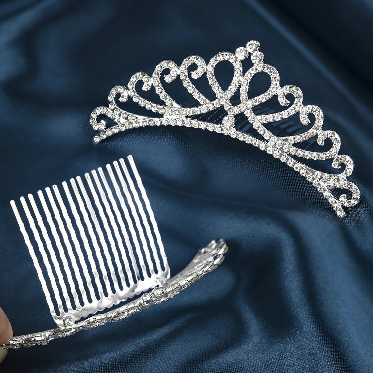 Klassische Strass Herz Krone Modeschmuck Kopfschmuck Haarschmuck Party Performance Tiara für Frauen als Geschenk – Detail 16