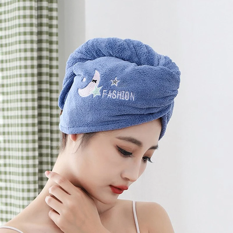 Description Picture 4 of itemWomen Soft Microfiber Towels Shower Cap Towel Bath Hats For Women Dry Hair Cap Quick Drying For Lady Turban Head Girl Towel