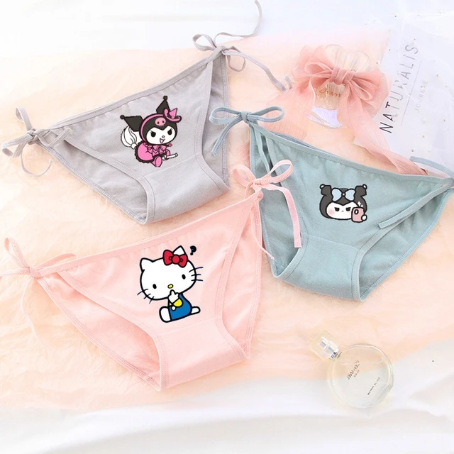 Anime Hello Kitty Underwear Cartoon Kt Cat Kuromi Melody Y2K Girls Cotton  Low-Waist Thong Kawaii Female Soft Briefs Clothes Gift - AliExpress