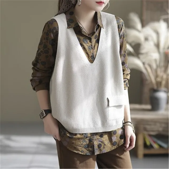 Gilet Donna Lavorato A Maglia - Cardigan Senza Maniche, Stile Retrò, Autunno/Inverno - Foto 11