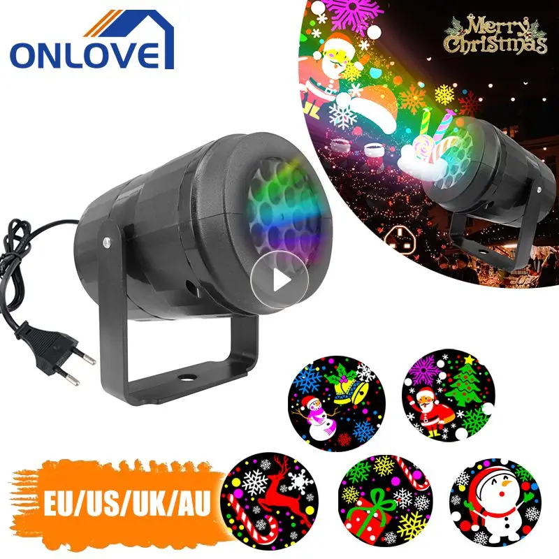 

Christmas Party Lights Snowflake Laser Projector Led Stage Light Rotating Xmas Pattern Outdoor Holiday Lighting Christmas Decor