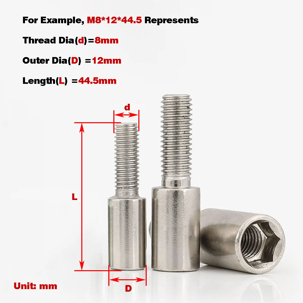 

Long Tail Cylinder Pull Rod Nut / Nickel Plated Hexagon Socket Long Nut