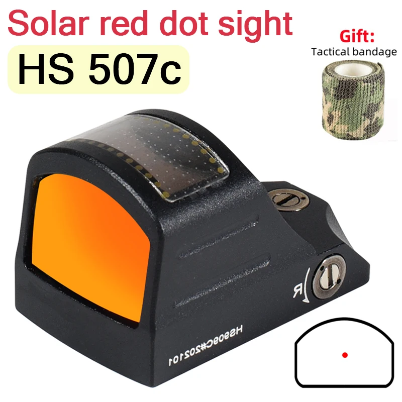HS 507C Red Dot Reflex Sight Solar Power Optics Pisto Rifle Scopes Tactics Hunting Airsoft Fit Adjustable 20mm Rail Mount