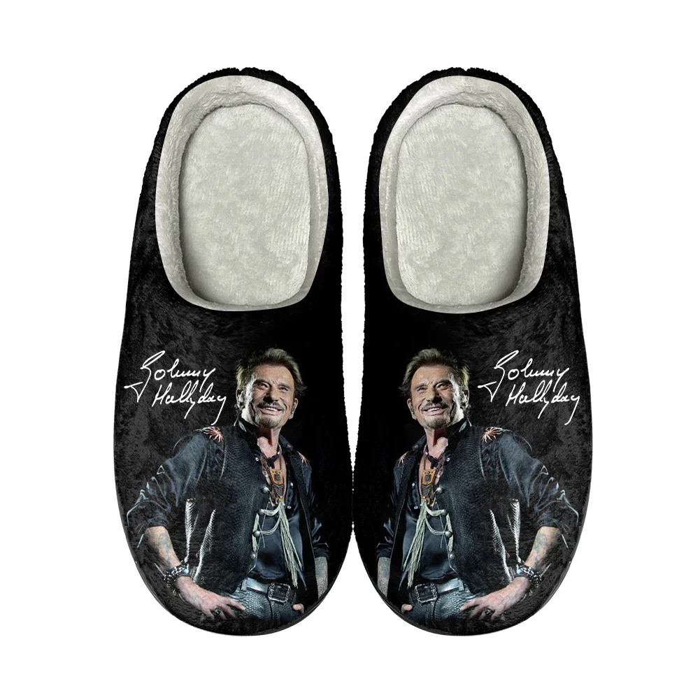 Johnny Hallyday Rock Star Home Cotton Custom Slippers High Quality Unisex Plush Fashion Casual Keep Warm Shoes Thermal Slipper